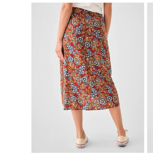 FAHERTY Pacifica Linen Wrap Skirt - Red Desert Bloom Small - Picture 3 of 12